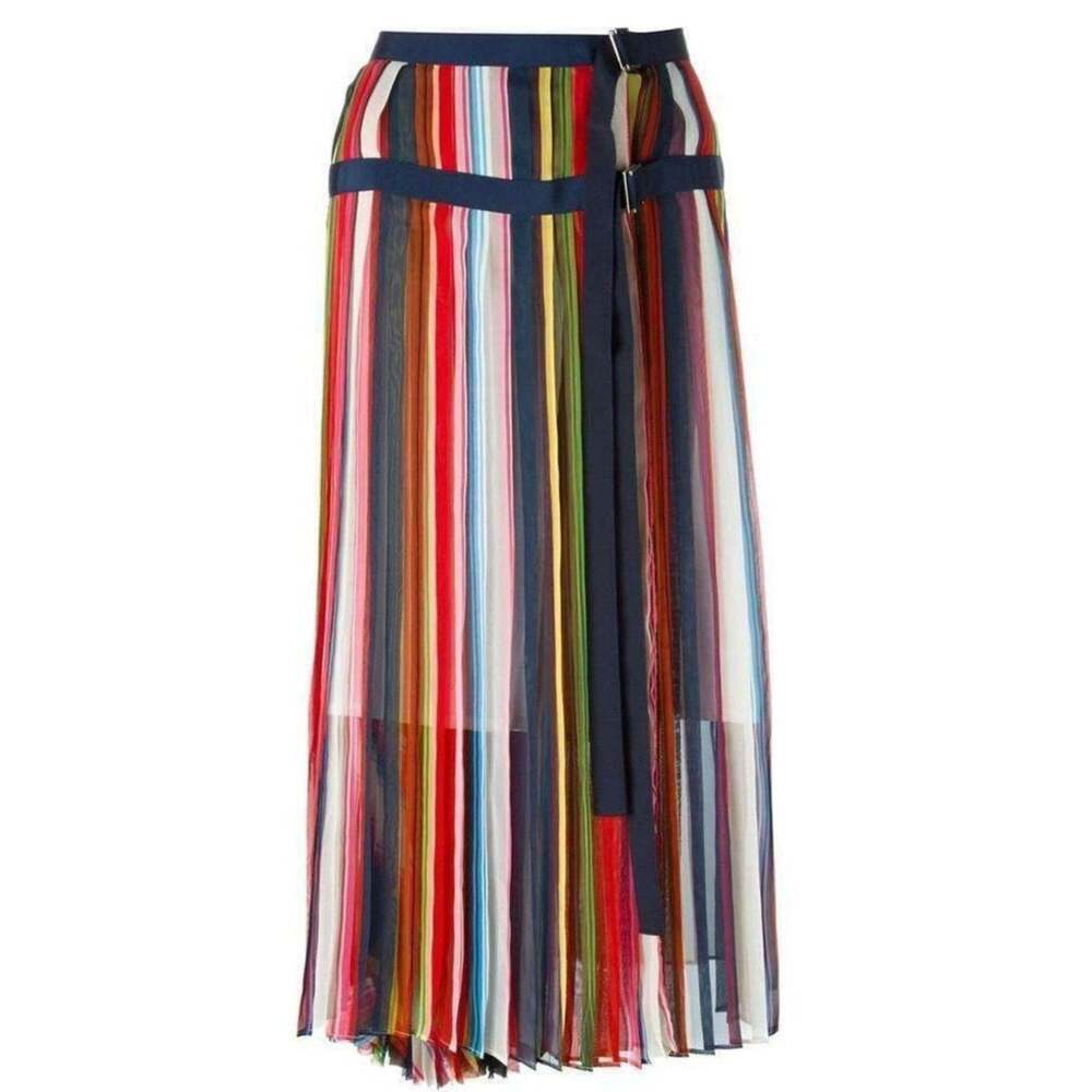 Sacai - Multi Coloured Striped Midi Skirt - S